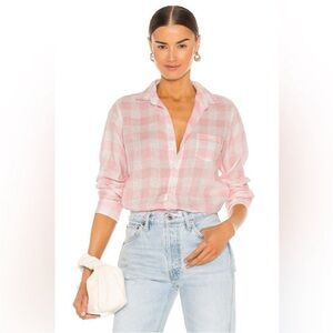 Frank & Eileen Italian Linen BARRY Tailored Button-Up Shirt in Pink Check